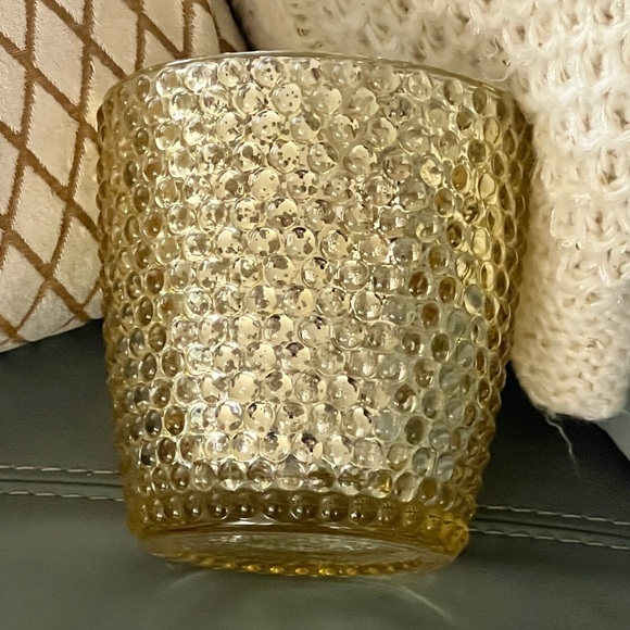 Elegant Gold Textured Glass Candle Holder Vase Planter Container - Picture 1 of 9